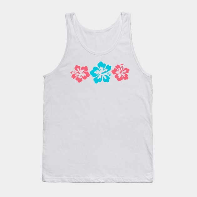 Hibiscus Flowers In Mauve And Teal Tank Top by PhotoArts